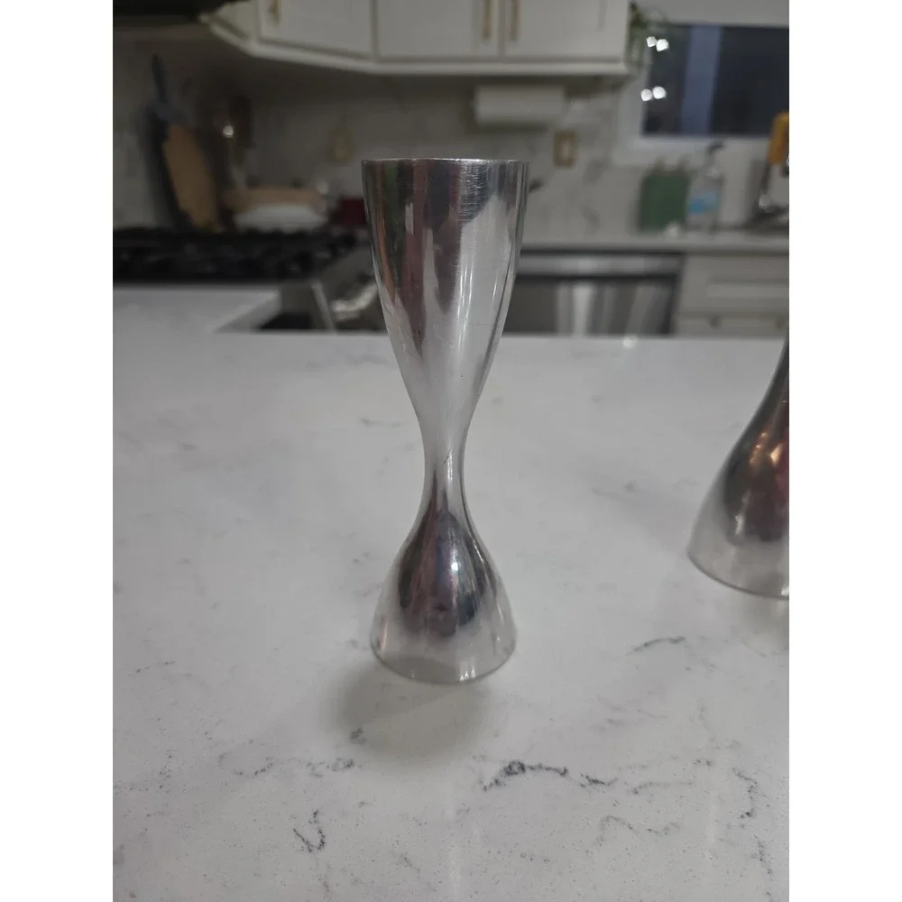 Vintage NAMBE 6030 and 6029 Silver Flare Candlesticks From 1994